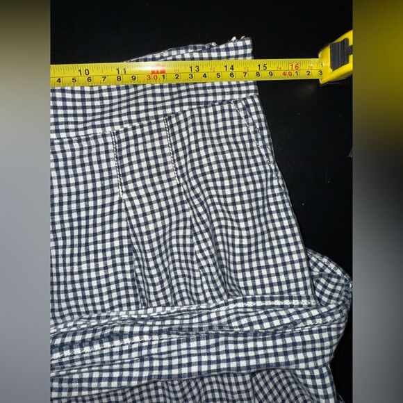 ANTRHOPOLOGIE Gingham Belted Shorts by Cartonnier Deep navy & cream Size 6 EUC - Picture 7 of 8